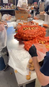 Volunteers are the heart of Iron Gate. This morning volunteers from @oralrobertsu bagged 600 pounds of onions and 600 pounds of carrots for guests that will visit the Iron Gate grocery pantry in the coming days. Thank you Golden Eagle volunteers! | Iron Gate Tulsa