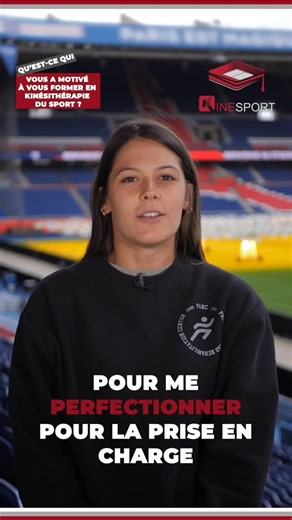 Kinesport France on Instagram: "🎥 Parole de stagiaire: Camille 👉 Qu’est-ce qui t’a motivée à te former en kinésithérapie du sport ? Dans cette vidéo, Camille partage son parcours, ses motivations et ce qui l’a poussée à se spécialiser en kinésithérapie du sport 💪🧠 L’envie de mieux comprendre le sportif, d’optimiser la prise en charge sur le terrain et d’évoluer vers une pratique plus spécifique et performante. Formation kiné du sport expert KINESPORT: ✔️ 204h de stage présentiel ✔️ 246 h de