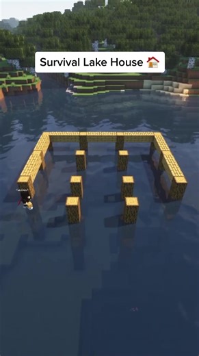 Starter Survival Lake House #Minecraft | lake house minecraft