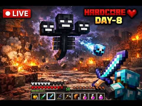 MINECRAFT HARDCORE DAY-8 Wither Fight #shortlive #shortsfeed #verticallivefeed #gamerfleet