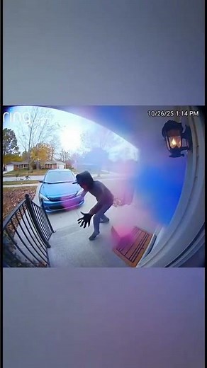 Porch Pirate Learns the Hard Way, Bait Box Explodes Instantly 😳💥 #ringdoorbell #fypシ #sora2