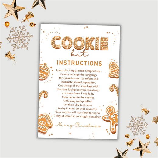 Christmas DIY Cookie Kit Instructions, Cookie Kit 3.5" by 5" Kit Cards, Neutral Cookie Box Instructions, Instant Download - Etsy