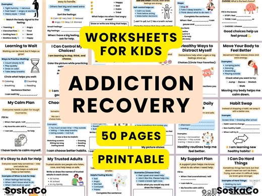 Addiction Recovery Worksheets for Kids, Learning Coping Skills, Healthy Habits, Emotional Regulation, Printable PDF - Etsy Australia