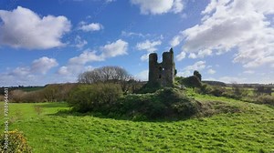 Historic Waterford Ireland Dunhill Castle home of the Power Clan picturesque castle in a typical Irish rural setting destroyed by Cromwell never rebuilt