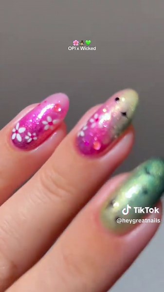 Enchanting Nail Art Inspired by Glinda and Elphaba from OPI x Wicked Collection