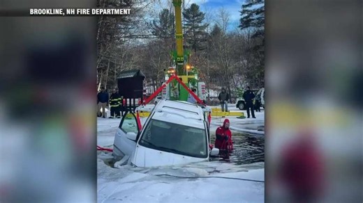 Occupants escape injury after minivan crashes through ice in NH