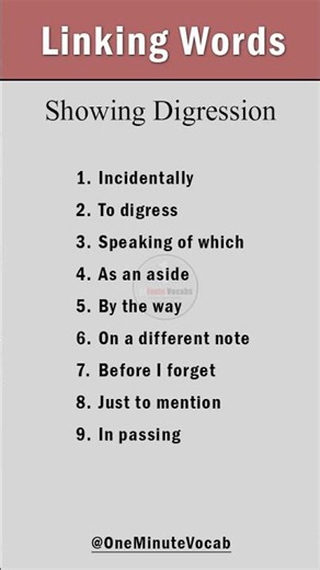 Handle Digressions Using Digression Linking Words #advancedvocabulary