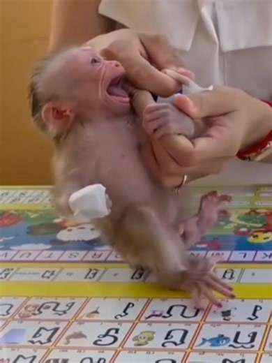 Loudly screaming baby monkey deny tape her finger #babymoody #pitymonkey #babymonkey