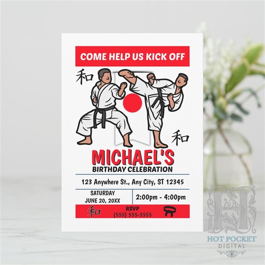 Karate Birthday Invitation, Karate Party Invite for Boys, Custom Birthday Invitation, We Edit for You, Printable Digital File - Etsy