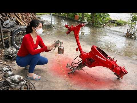 Reconstructing a Hopeless Motorcycle Frame & Final Paint Stage – Girl Build