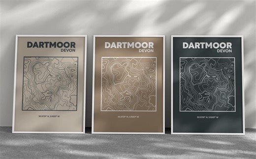 Dartmoor Devon Topographic Map Print (bundle) - Etsy UK