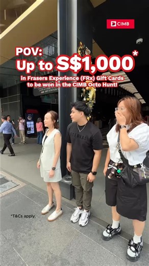 CIMB Singapore on Instagram: "Make your festive season even brighter — find Octo and earn 10 bonus chances in our giveaway for up to S$1,000* in Frasers Experience (FRx) Gift Cards! ✨ Here’s how: 1️⃣ Find Octo & our CIMB ambassadors at: 📍 CIMB Plaza — 16 & 23 Dec 📍 Select Frasers Property malls — Sat & Sun 💡 Pro Tip: Follow us to get the latest updates on Octo’s whereabouts! 2️⃣ Spot and visit the link 3️⃣ Submit your details to unlock 10 bonus chances! *T&Cs apply: - Contest ends 7 Jan 2026.