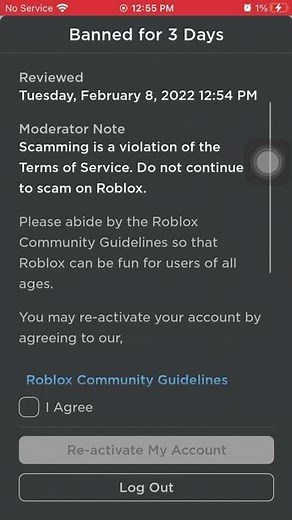 How to reactivate Roblox account after being banned for three days.