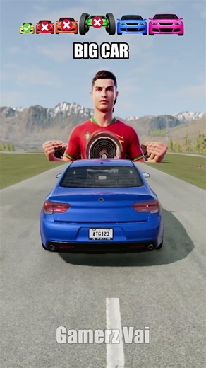 Big & Small cars vs Ronaldo - BeamNG drive