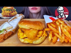 KFC DYNAMITE BURGER + CHICKEN SANDWICH + SPICY FRIES | MUKBANG ASMR | EATING SOUNDS