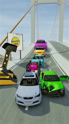 Big and Small Colorful Cars Vs Destroyer Machine Mudrunner BeamNG.drive #37