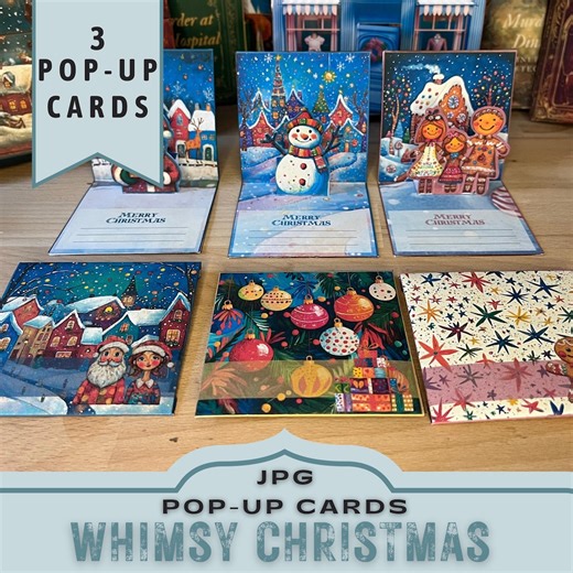 Whimsical Christmas Pop up Cards: Printable Paper Craft Kit (JPG Download) - Etsy