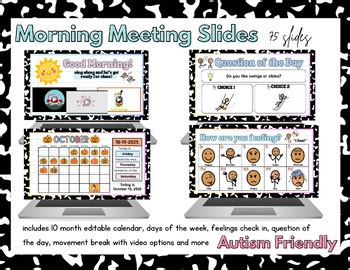 Daily Morning Slides Special Ed. Visual Google Slides Autism Friendly Editable