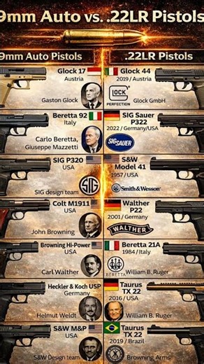 .22LR vs 9mm Auto Caliber Handguns Comparison: We Put Them Head-to-Head #shorts