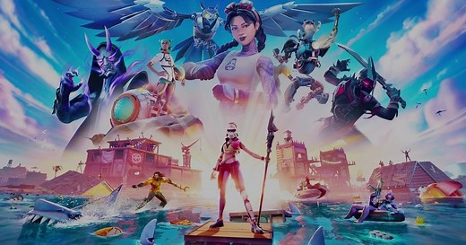 Fortnite Chapter 2 Season 3 Battle Pass skins, including Ocean, Fade, Jules, Kit and tier 100 skin Eternal Knight