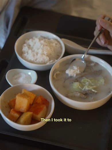 what a personal chef eats when he's sick. my mom packed us doh-gah-ni-tang! or ox knee soup. a traditional korean soup that requires a lot of labor and time. this is how my mom shows her love. through home cooking. love you mom! my mom is the best korean food cook I know. even with 17 years of cooking experience, my korean food does not come close to hers.