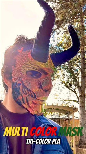 Tri-Color Demon Mask 😈 #mask #3dprinting