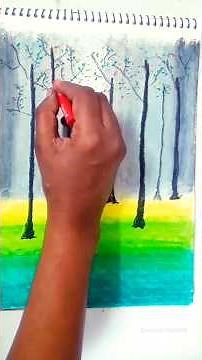 “Oil Pastel Forest Scenery | Misty Landscape Drawing Step-by-Step”