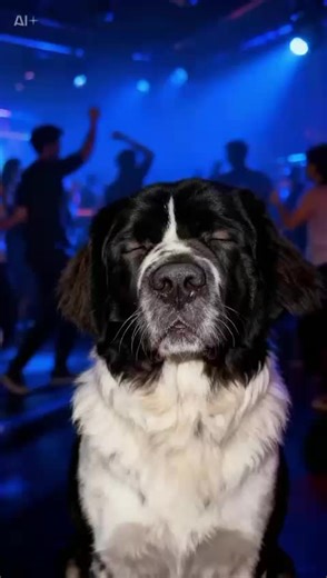Happy New Year Celebration with a Newfoundland Dog