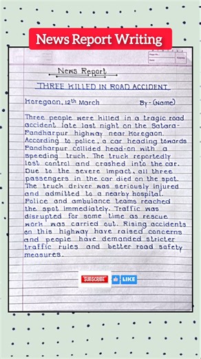 Report Writing | News Report | Report Writing Class 10 | #shorts #reportwriting #newsreport