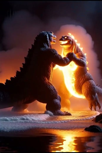 A godzilla 🦖 🆚 a fire godzilla 🔥 Fight #godzilla