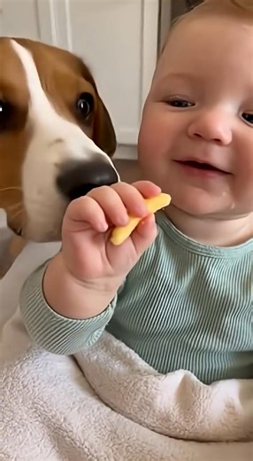 The Cutest Negotiation: Baby vs Beagle Over a Snack Puff | KEP GHAK ART