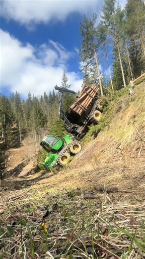 This Forest Tractor Is SLIDING Down the Hill! 😳🇺🇸🚜 #forestry #offroad #shorts