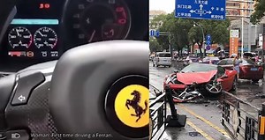 Woman Crashes $660,000 Ferrari Just Minutes After Renting It in China