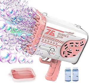 Bubble Gun, Bazooka Bubble Gun, 76 Holes Bubble Gun with Color Lights, Bubble Machine Gun for Kids Adults, Summer Toys Gift for Outdoor and Indoor Activity Wedding Birthday Party