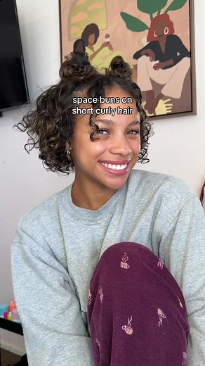Space Buns Tutorial for Short Curly Hair