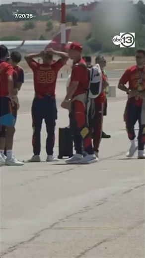 Spanish soccer team arrives in Madrid after winning World Cup
