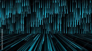 Blue technology data flow, blue light curve streaks, abstract information flow from luminous stream of lines. Blue particle light flow, elegant wave lines rise. Stock Video