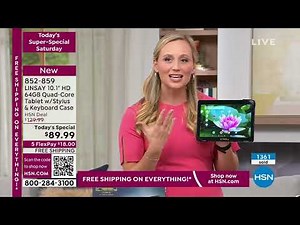 LINSAY 10.1" HD 64GB QuadCore Tablet with Stylus Keybo...