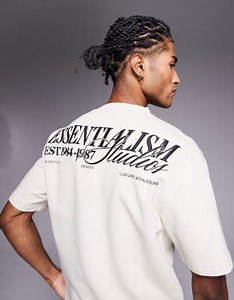 River Island loopback oversized T-shirt in ecru - part of a set | ASOS