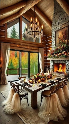Cozy Autumn Cabin Retreat Tour 🍂 Rustic Fall Interior Design with Lake Views, Fireplaces & Vintage