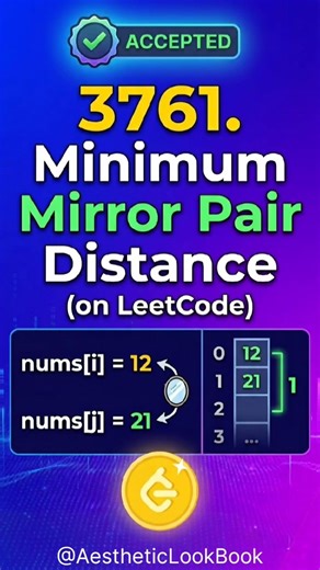 LeetCode 3761: Minimum Mirror Pair Distance | Telugu Explanation #shorts #leetcode #coding #dart