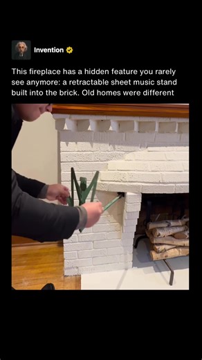 Built in retractable music stands like this were designed to hold sheet music or books at an easy reading angle, often using a folding scissor style frame and a small bottom ledge to support the pages. They were sometimes installed directly into fireplaces, walls, or cabinetry so they could fold out when needed and disappear when not in use. The design was practical, space saving, and made for real use rather than decoration. These features were most common during the parlor era, when middle and