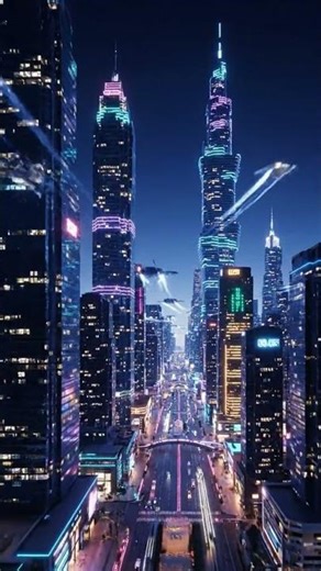 Neon Megacity with Flying Cars | Futuristic Cinematic Aerial 4K #cinematicshot #cyberpunk