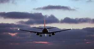 Cinematic Back View Landing Airplane Purple Stock Footage Video (100% Royalty-free) 1075214960 | Shutterstock