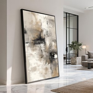 Neutral Tones Abstract Canvas, Modern Wall Art, Beige and Black Contemporary Painting, Minimalist Home Decor, Ready to Hang Canvas - Etsy