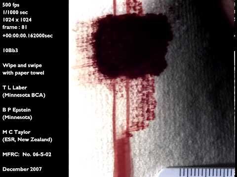 Blood on Plexiglas-wiped & swiped with a paper towel | Blood Spatter Analysis