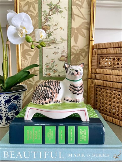 Vintage Mottahedeh, Made in Italy, Cat Figurine, Mantle Cata, Vintage Porcelain, Bookends, Maximalist, Grandmillennial - Etsy