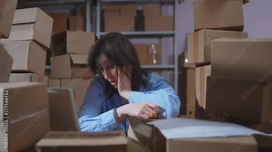 a woman sleeping at her office desk , the problem of overworked and stress