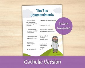 10 Commandments, Catholic Kids Commandment Poster, Ten Commandments, Catholic Posters, Bible Story Poster, Sunday School, Catholic Classroom - Etsy