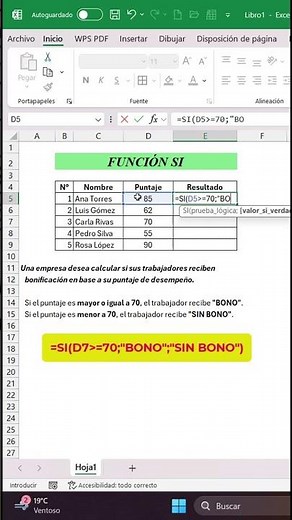 Aprende a trabajar con la función SI en Excel.#Excel #FunciónSI #AprendeExcel